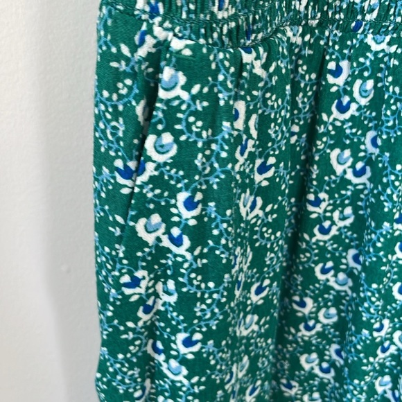 Loft size2 green and blue smocked top zipper in back jumpsuit with wide leg NWOT - Picture 5 of 10
